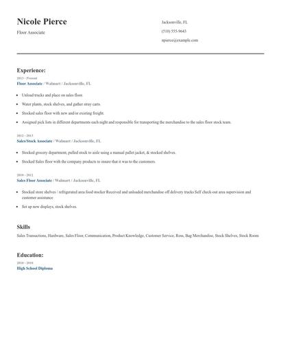 Floor Associate Resume