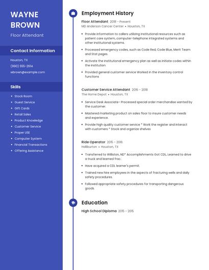 Floor Attendant Resume