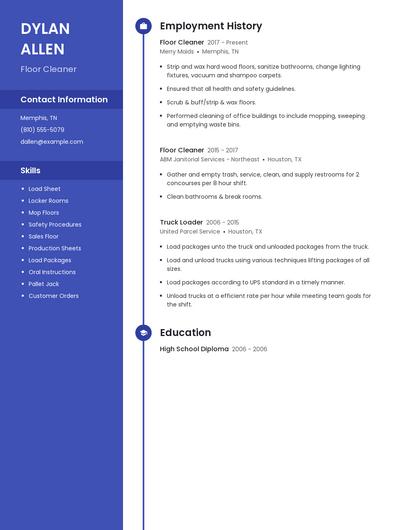 Floor Cleaner Resume