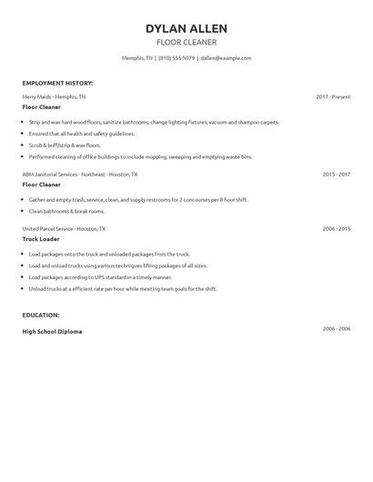 Floor Cleaner Resume