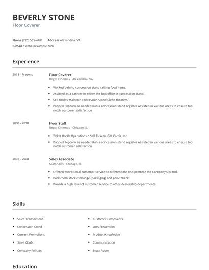Floor Coverer Resume