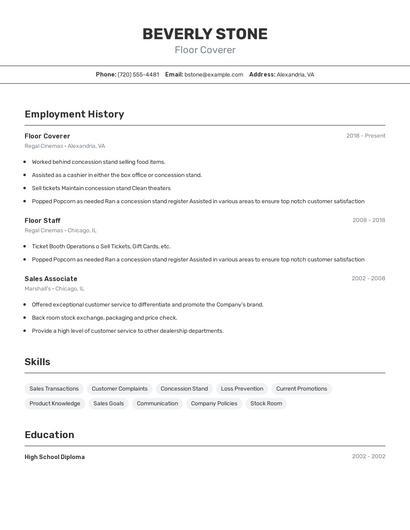 Floor Coverer Resume