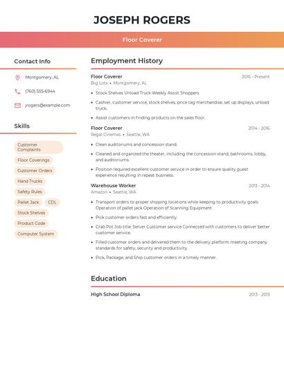 Floor Coverer Resume