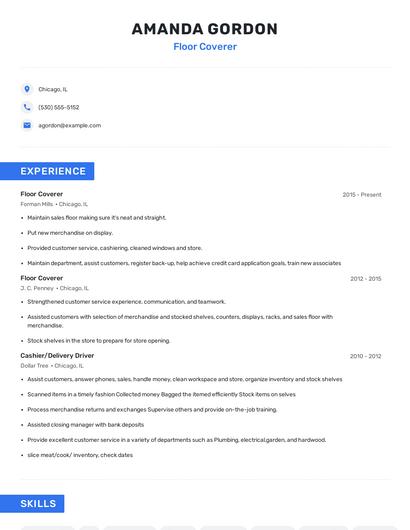 Floor Coverer Resume