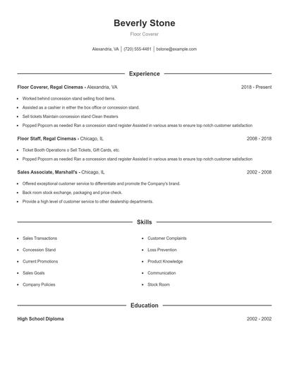 Floor Coverer Resume