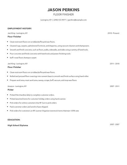Floor Finisher Resume