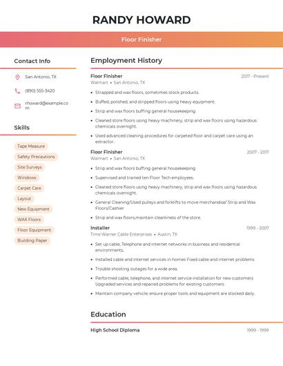 Floor Finisher Resume