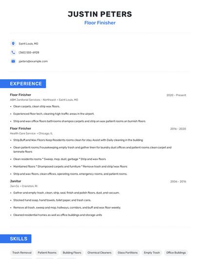 Floor Finisher Resume