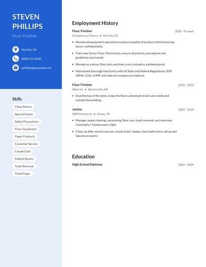 Floor Finisher Resume