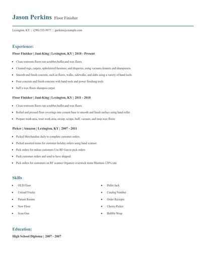 Floor Finisher Resume