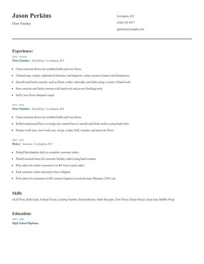 Floor Finisher Resume