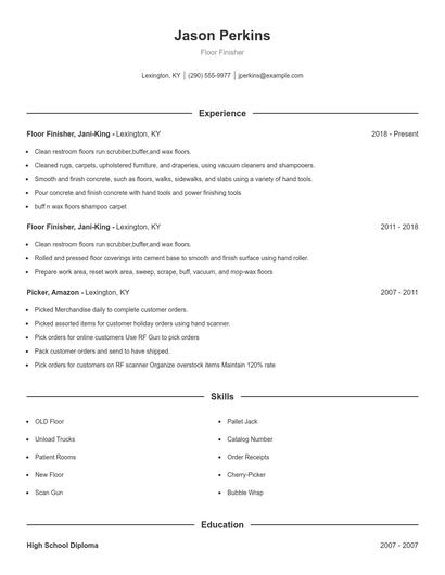 Floor Finisher Resume