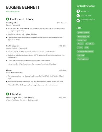 Floor Inspector Resume