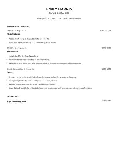 Floor Installer Resume
