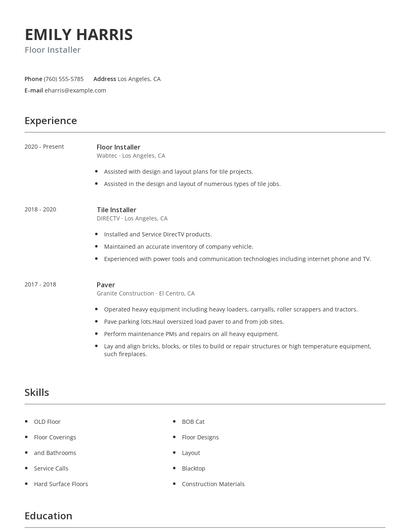 Floor Installer Resume