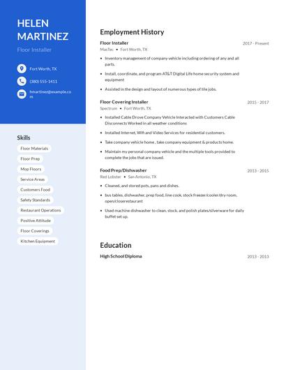 Floor Installer Resume