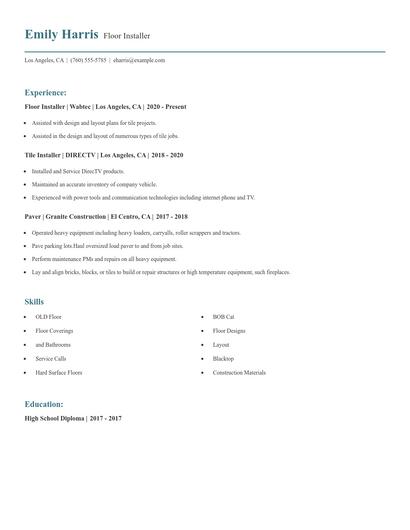 Floor Installer Resume