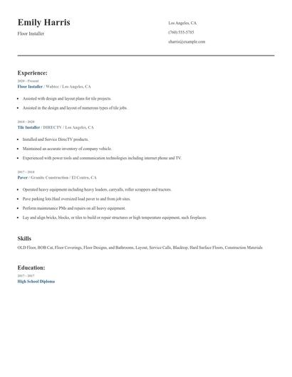 Floor Installer Resume