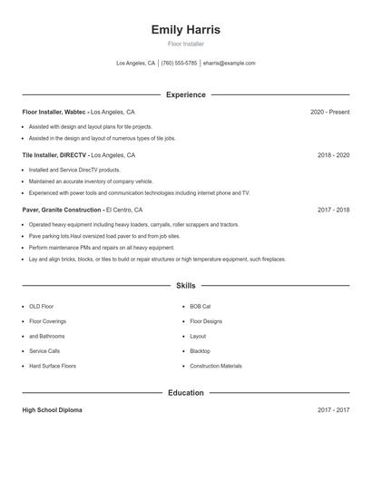 Floor Installer Resume