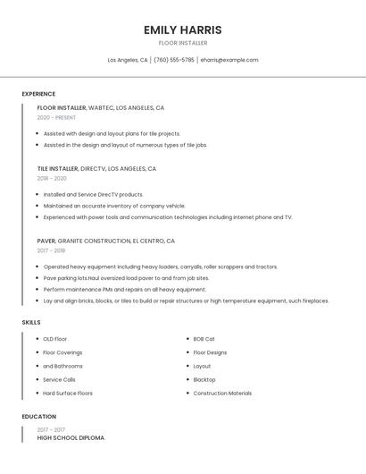 Floor Installer Resume