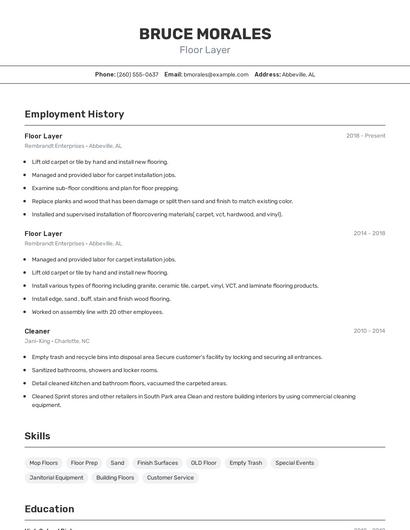 Floor Layer Resume