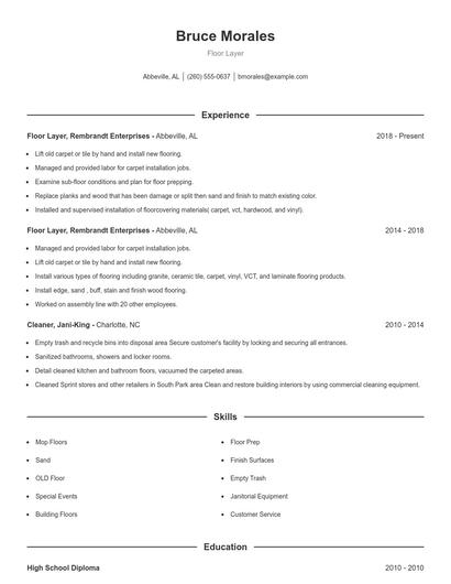Floor Layer Resume