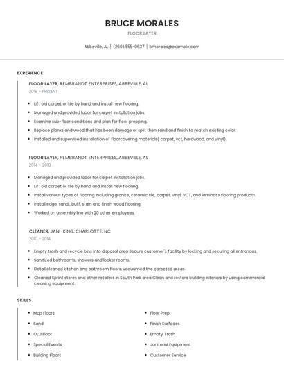 Floor Layer Resume