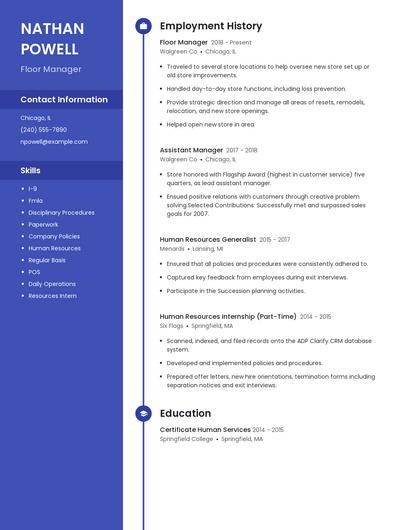 Floor Manager Resume