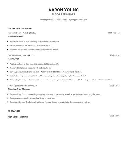 Floor Refinisher Resume