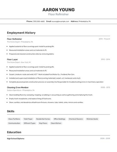Floor Refinisher Resume