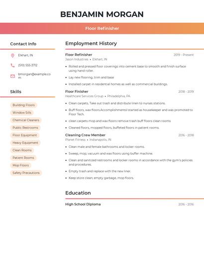 Floor Refinisher Resume