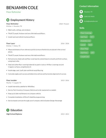 Floor Refinisher Resume