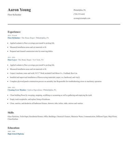 Floor Refinisher Resume