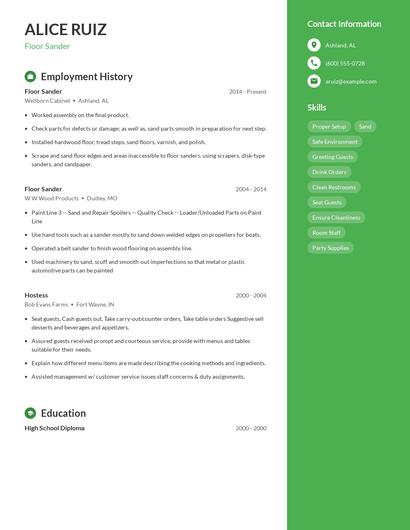 Floor Sander Resume