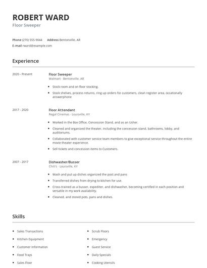 Floor Sweeper Resume