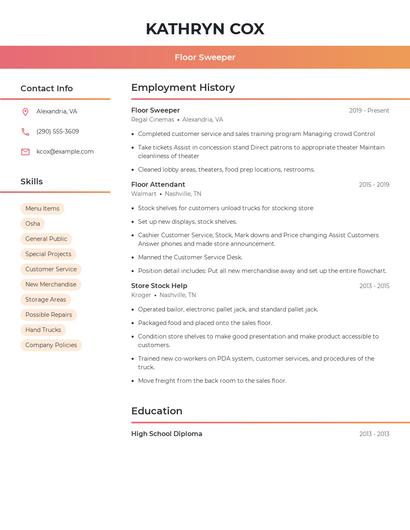 Floor Sweeper Resume