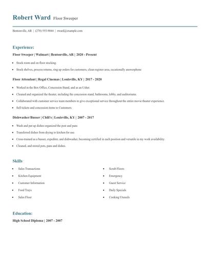 Floor Sweeper Resume