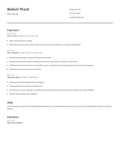 Floor Sweeper Resume