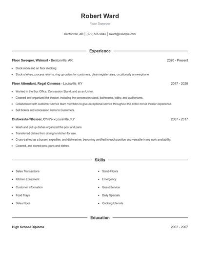 Floor Sweeper Resume