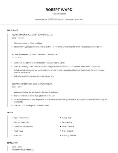 Floor Sweeper Resume