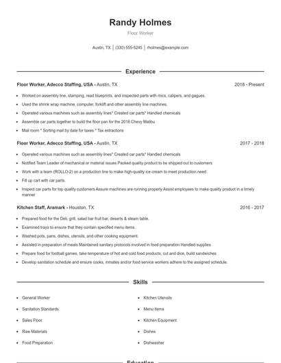 Resume example 1