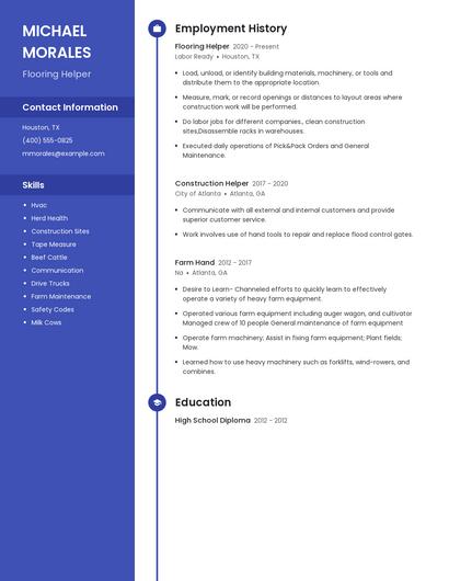 Flooring Helper Resume