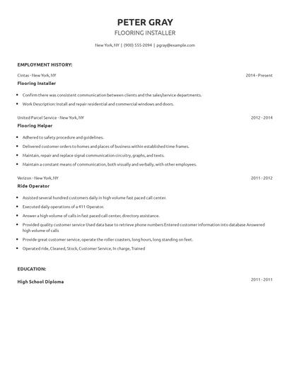 Flooring Installer Resume