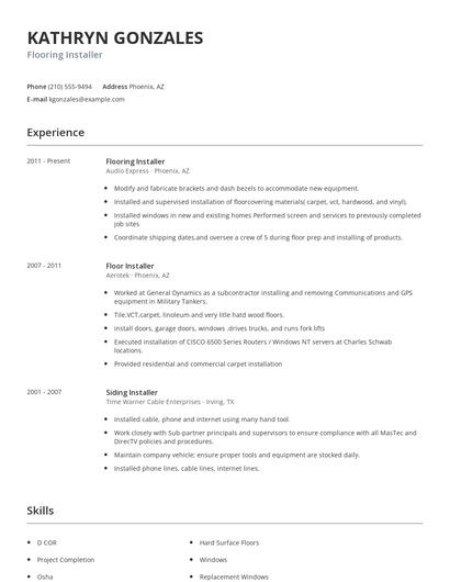 Flooring Installer Resume