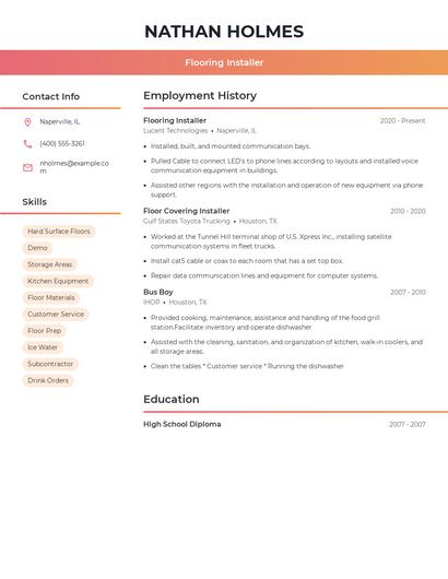 Flooring Installer Resume
