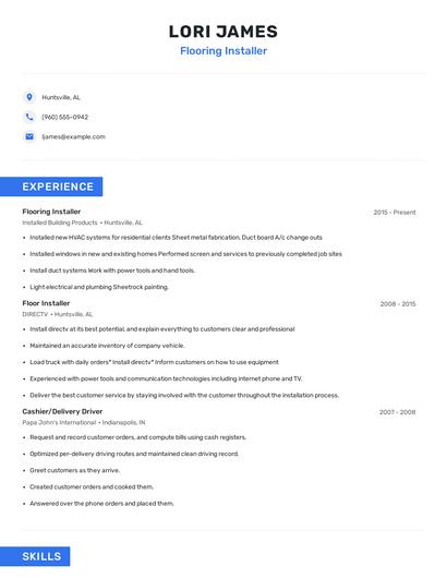 Flooring Installer Resume