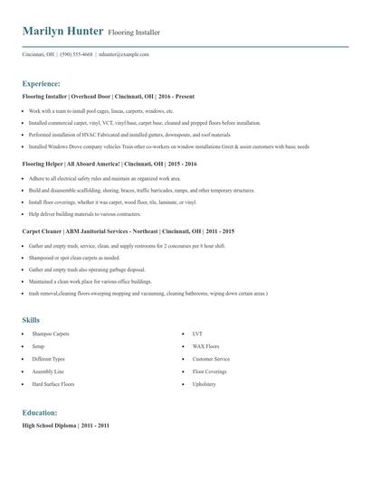 Flooring Installer Resume