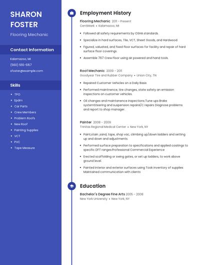 Flooring Mechanic Resume