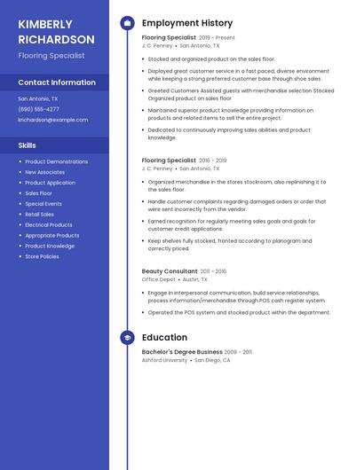 Flooring Specialist Resume