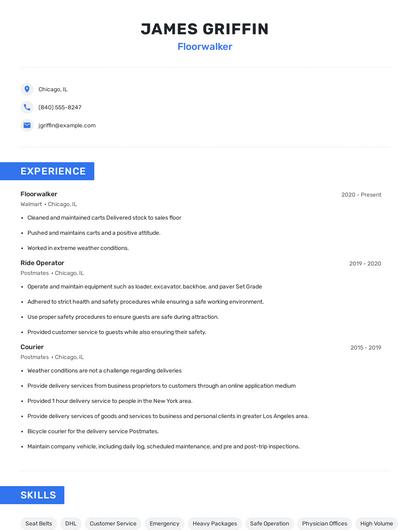 Floorwalker Resume